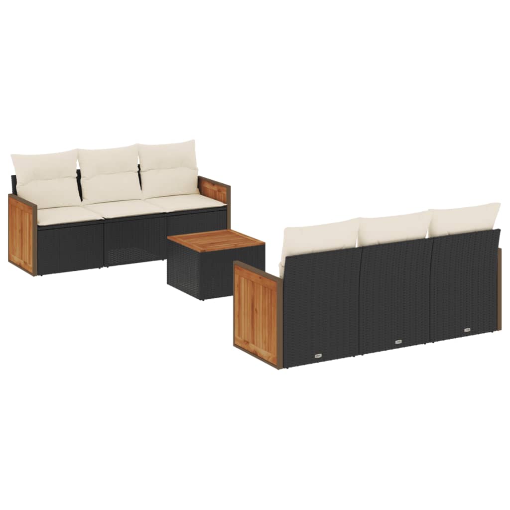 7-delige Loungeset met kussens poly rattan zwart Tuinsets | Creëer jouw Trendy Thuis | Gratis bezorgd & Retour | Trendy.nl