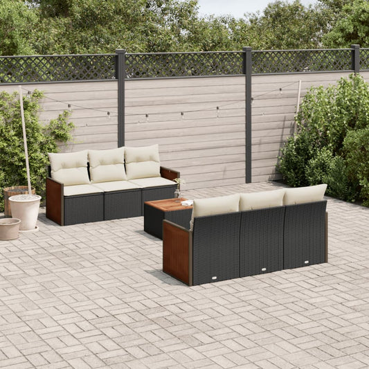 7-delige Loungeset met kussens poly rattan zwart Tuinsets | Creëer jouw Trendy Thuis | Gratis bezorgd & Retour | Trendy.nl