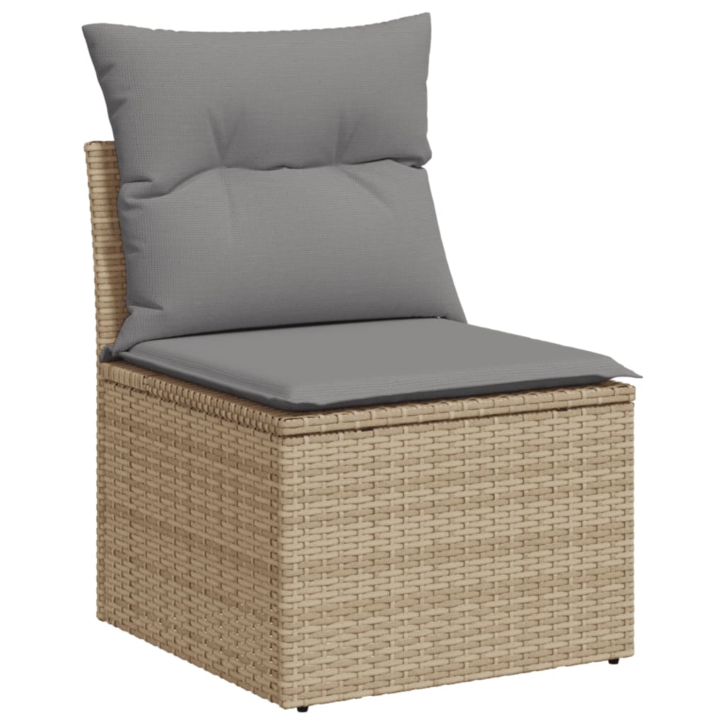 13-delige Loungeset met kussens poly rattan beige