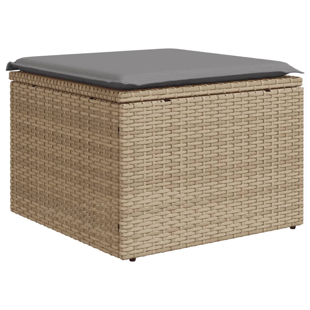 4-delige Loungeset met kussens poly rattan beige