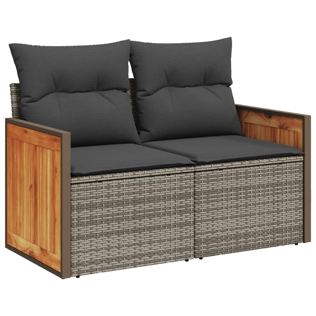 4-delige Loungeset met kussens poly rattan grijs