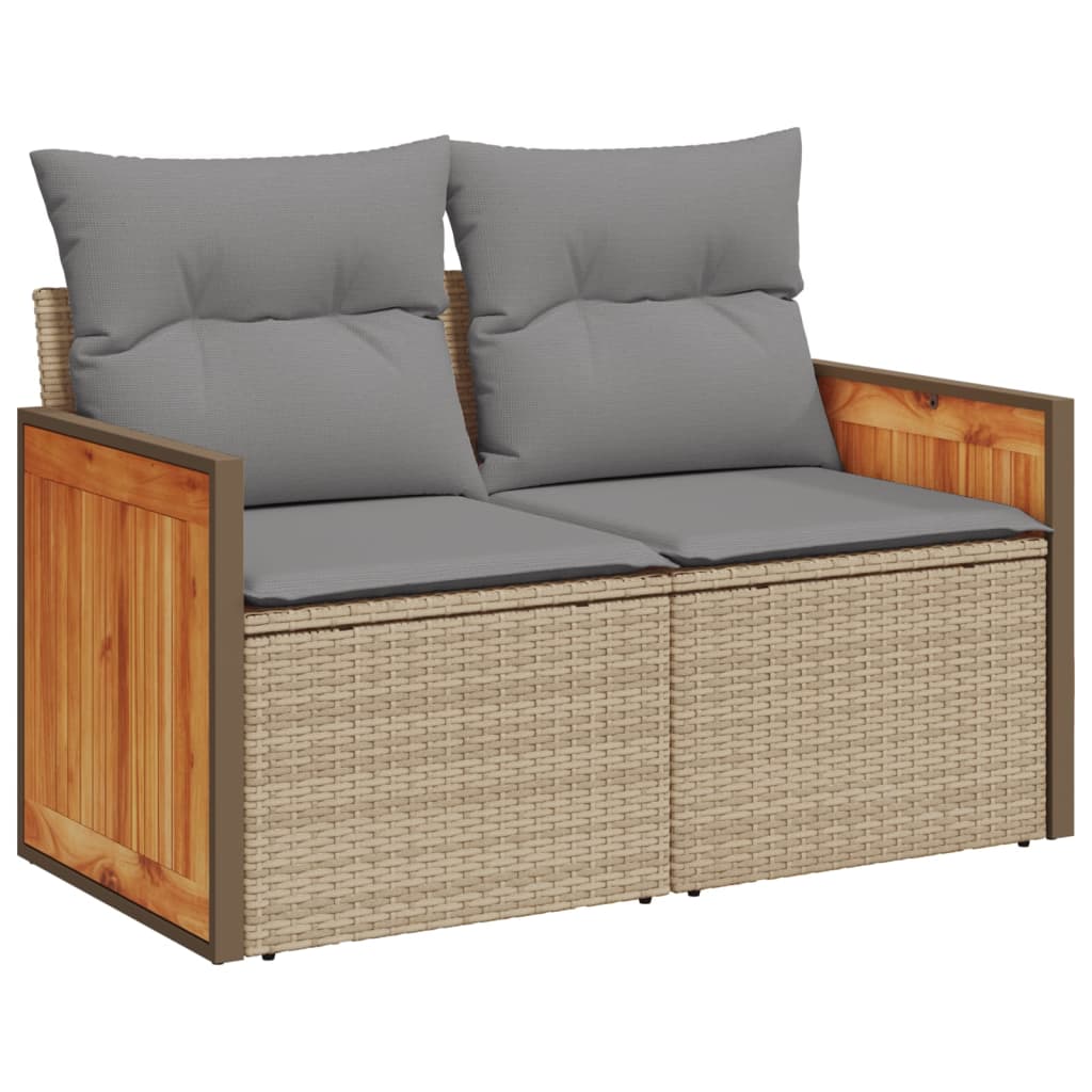 5-delige Loungeset met kussens poly rattan beige