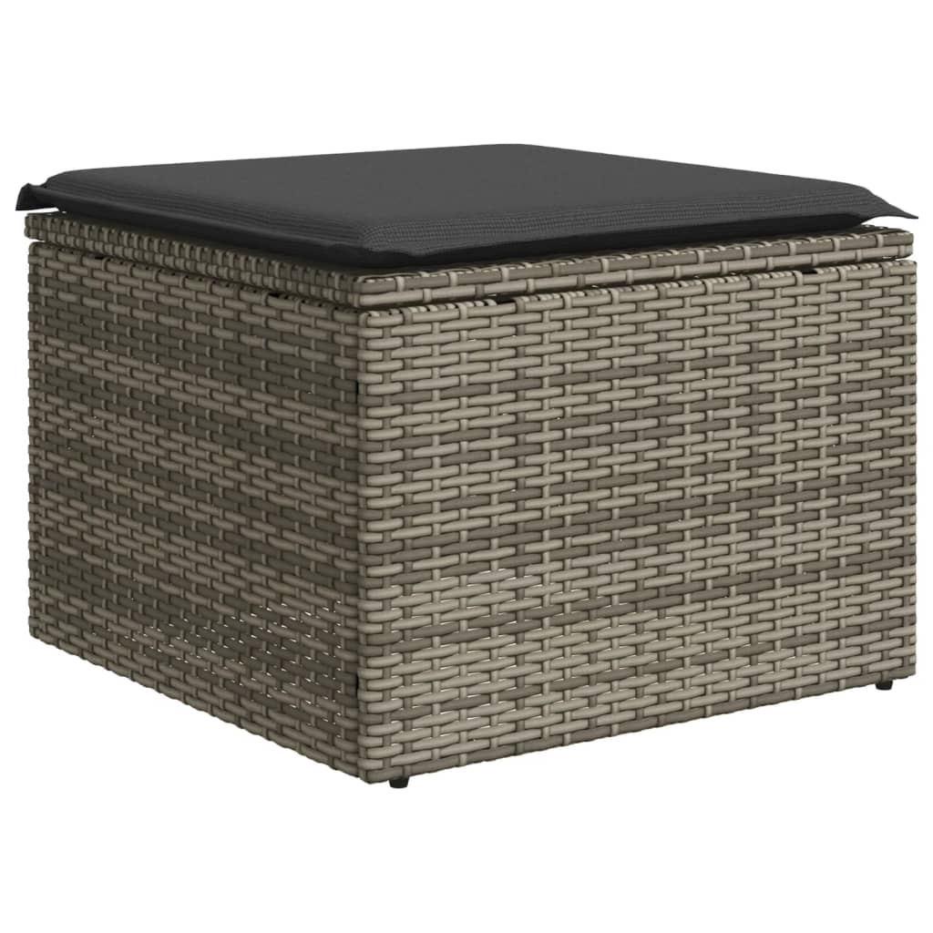 5-delige Loungeset met kussens poly rattan grijs