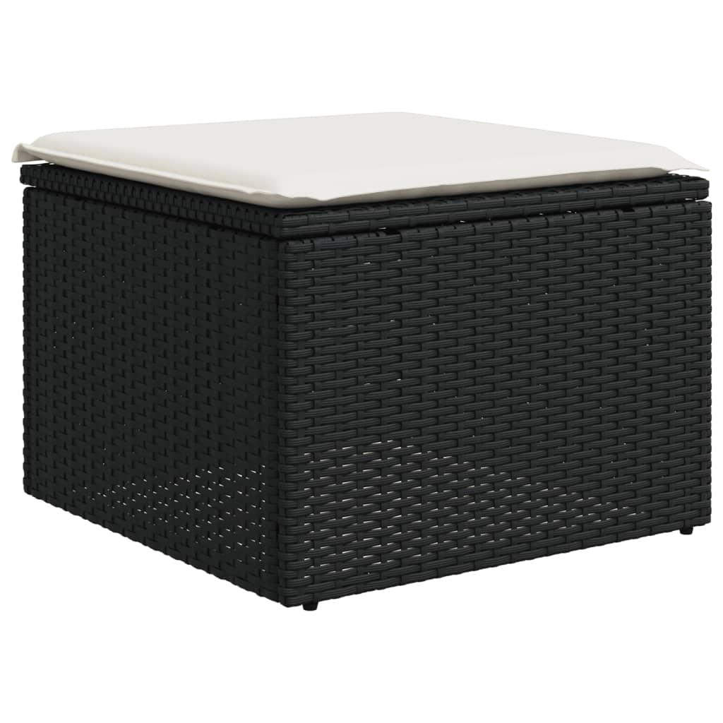 5-delige Loungeset met kussens poly rattan zwart