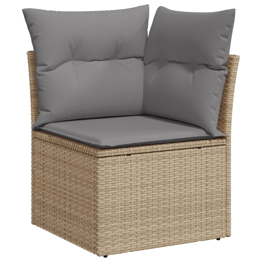 4-delige Loungeset met kussens poly rattan beige