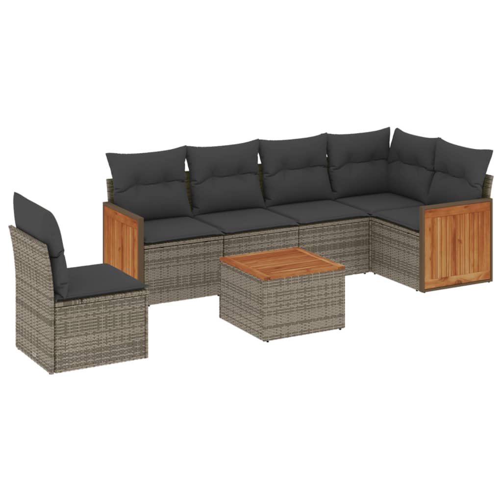 7-delige Loungeset met kussens poly rattan grijs Tuinsets | Creëer jouw Trendy Thuis | Gratis bezorgd & Retour | Trendy.nl