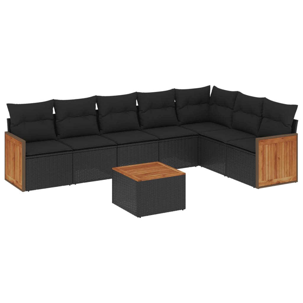 8-delige Loungeset met kussens poly rattan zwart Tuinsets | Creëer jouw Trendy Thuis | Gratis bezorgd & Retour | Trendy.nl