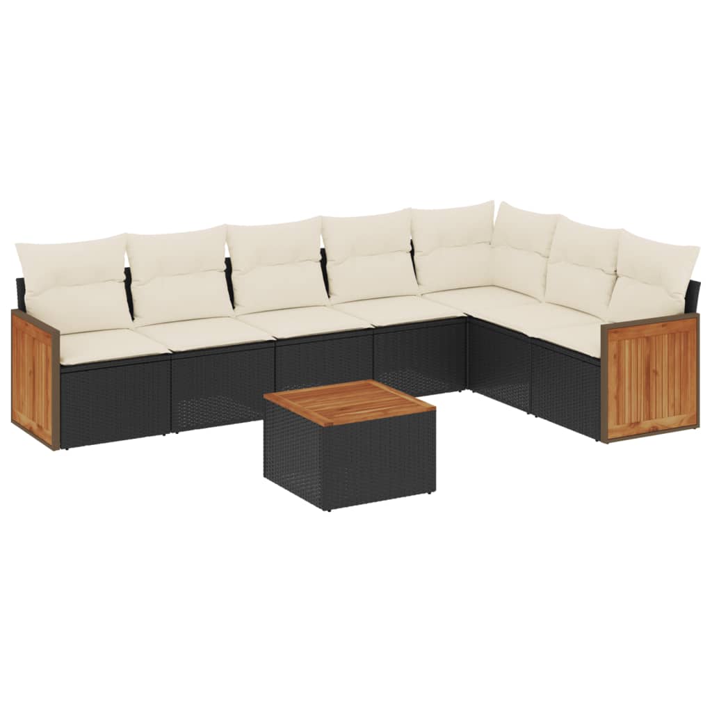 8-delige Loungeset met kussens poly rattan zwart Tuinsets | Creëer jouw Trendy Thuis | Gratis bezorgd & Retour | Trendy.nl