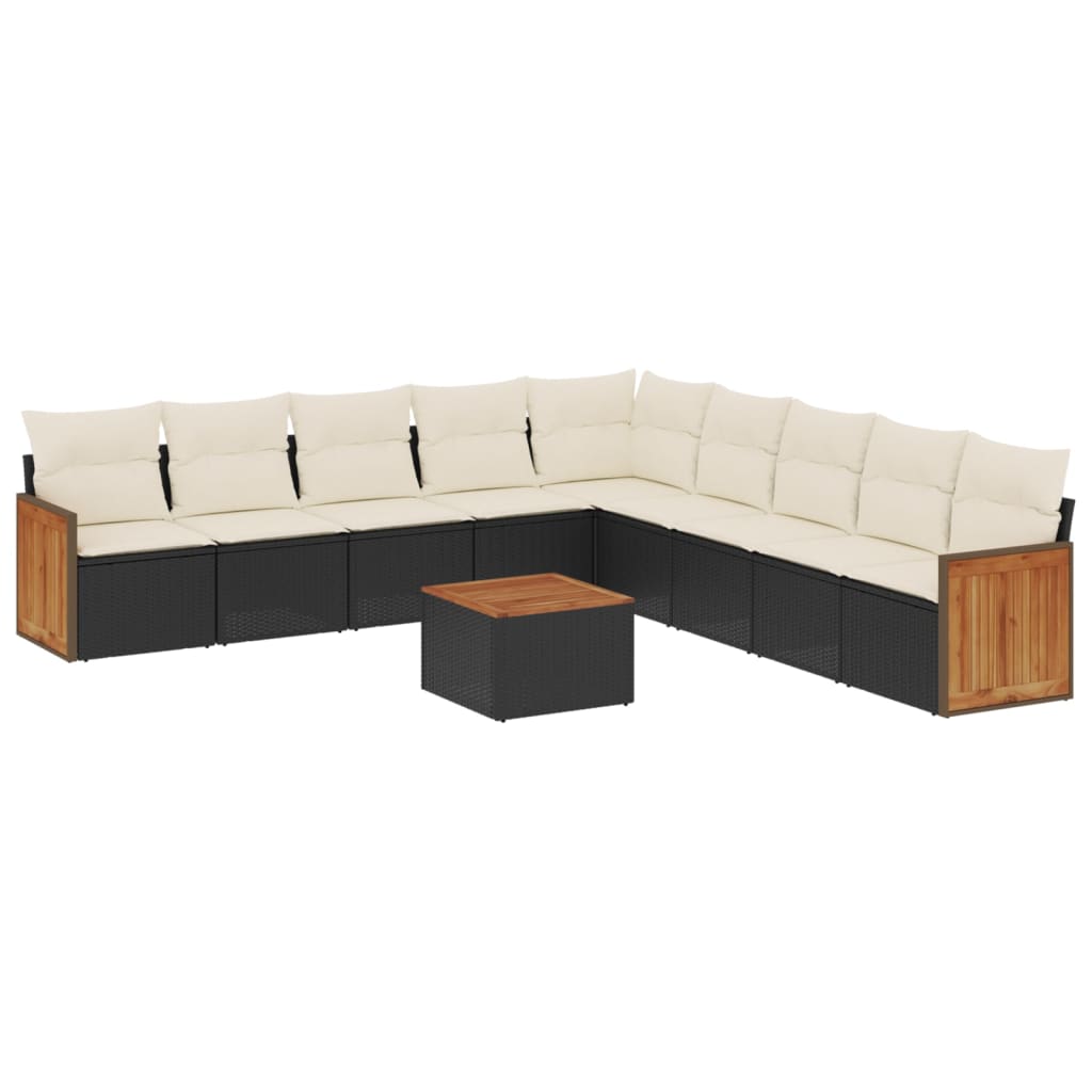 10-delige Loungeset met kussens poly rattan zwart Tuinsets | Creëer jouw Trendy Thuis | Gratis bezorgd & Retour | Trendy.nl