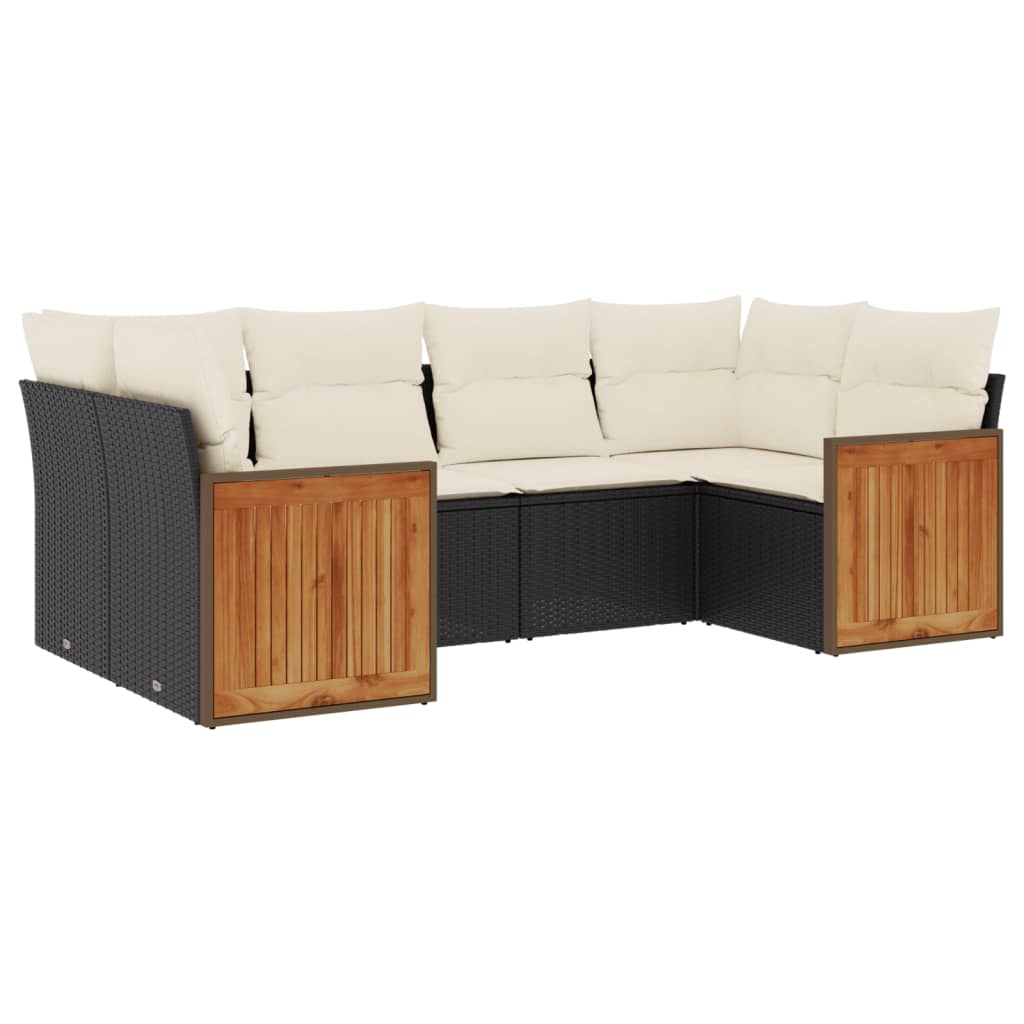 6-delige Loungeset met kussens poly rattan zwart Tuinsets | Creëer jouw Trendy Thuis | Gratis bezorgd & Retour | Trendy.nl