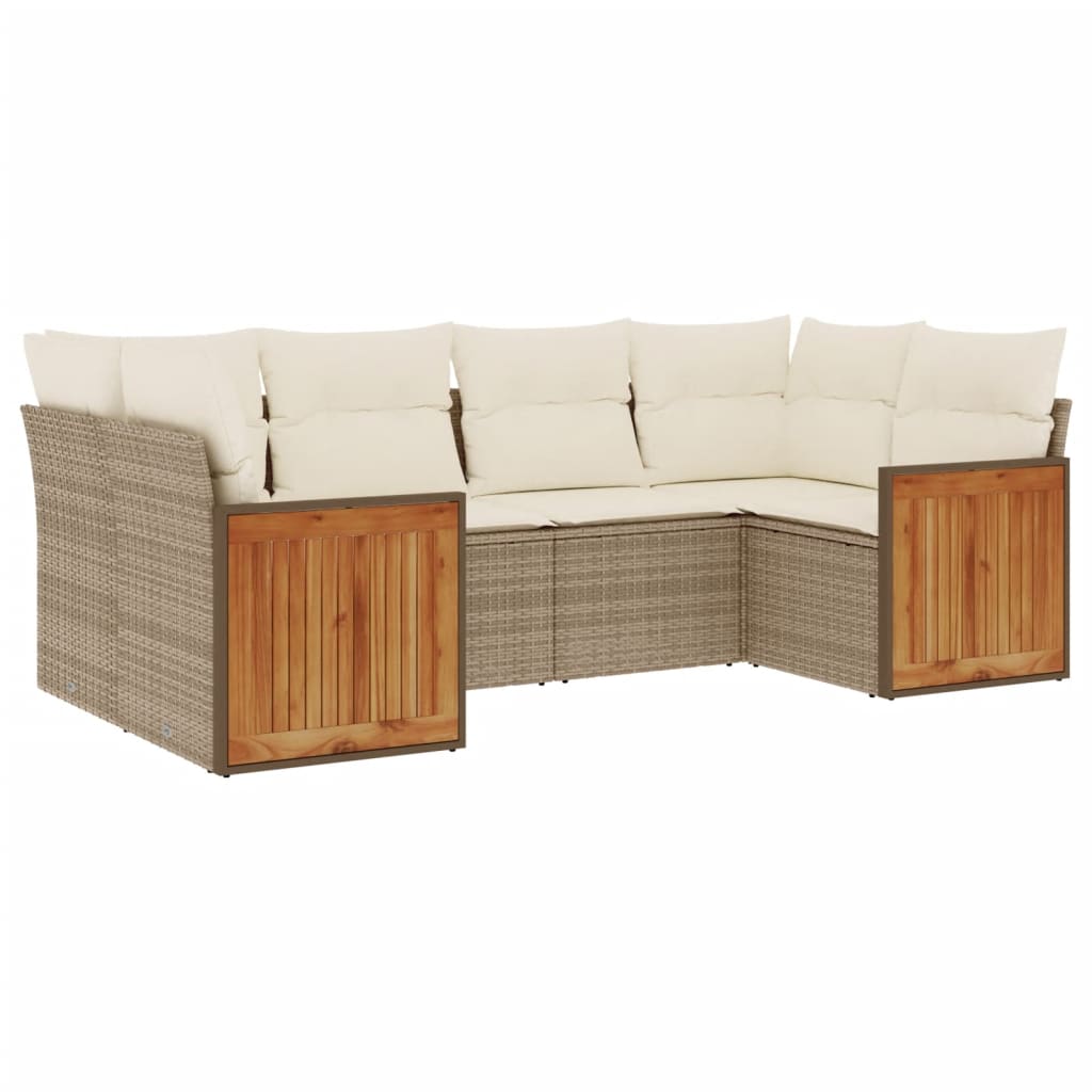 6-delige Loungeset met kussens poly rattan beige Tuinsets | Creëer jouw Trendy Thuis | Gratis bezorgd & Retour | Trendy.nl