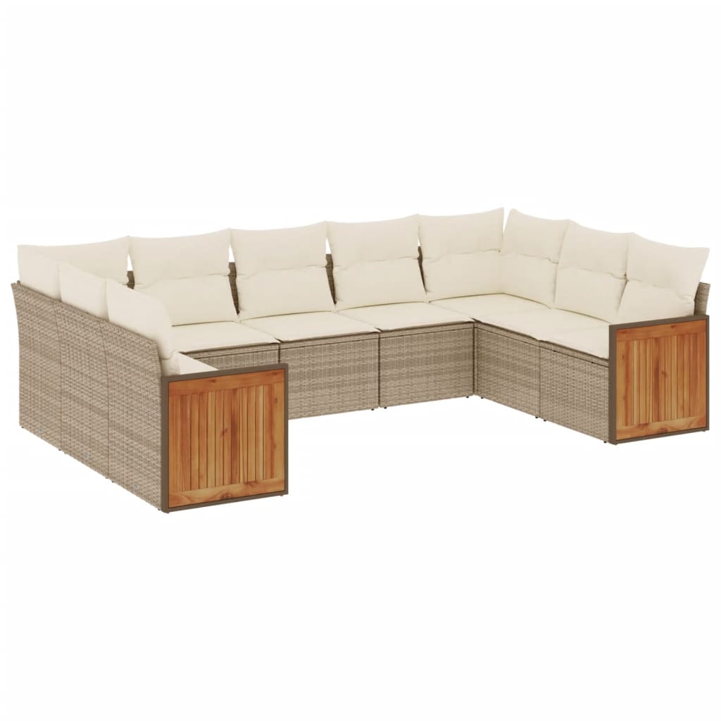 9-delige Loungeset met kussens poly rattan grijs Tuinsets | Creëer jouw Trendy Thuis | Gratis bezorgd & Retour | Trendy.nl