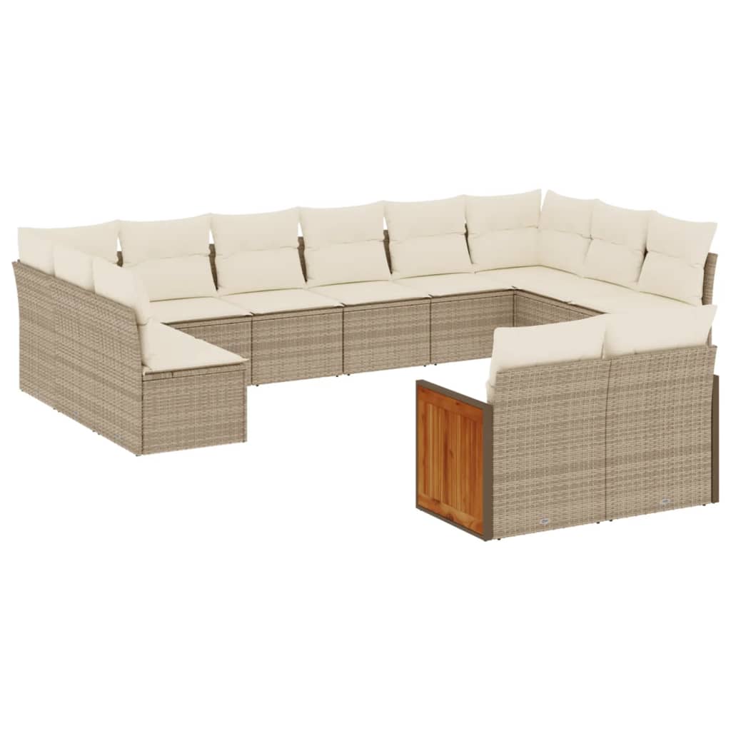 12-delige Loungeset met kussens poly rattan beige Tuinsets | Creëer jouw Trendy Thuis | Gratis bezorgd & Retour | Trendy.nl