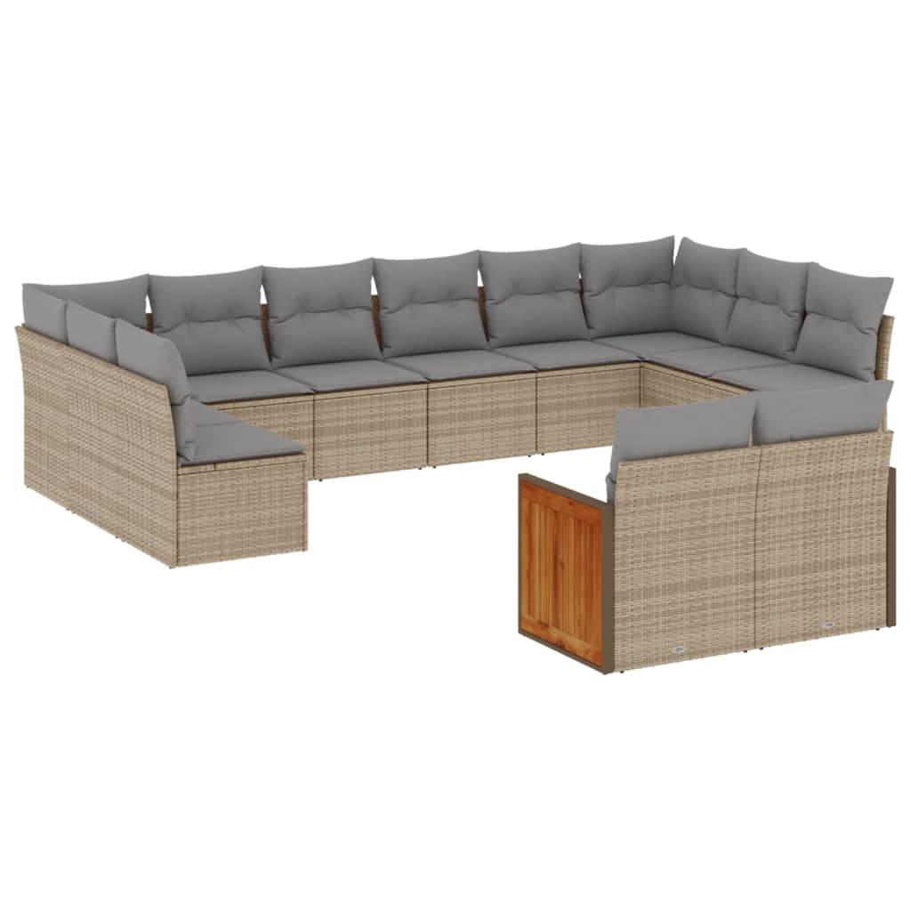 12-delige Loungeset met kussens poly rattan beige Tuinsets | Creëer jouw Trendy Thuis | Gratis bezorgd & Retour | Trendy.nl