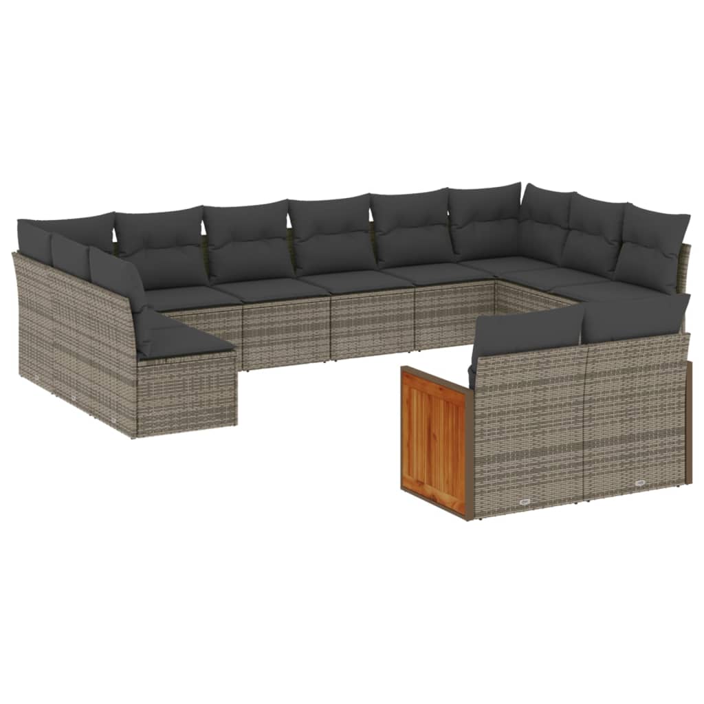 12-delige Loungeset met kussens poly rattan grijs Tuinsets | Creëer jouw Trendy Thuis | Gratis bezorgd & Retour | Trendy.nl