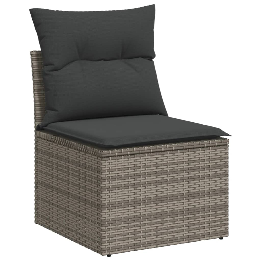 12-delige Loungeset met kussens poly rattan grijs