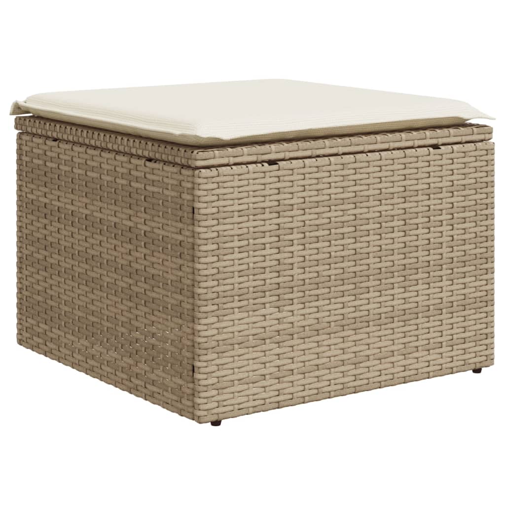 12-delige Loungeset met kussens poly rattan beige