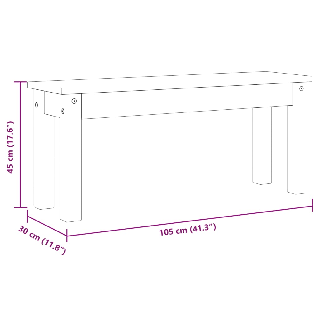 Eetkamerbank Panama 105x30x45 cm massief grenenhout grijs Keuken- & eettafelbanken | Creëer jouw Trendy Thuis | Gratis bezorgd & Retour | Trendy.nl