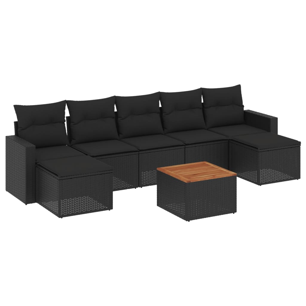 8-delige Loungeset met kussens poly rattan zwart Modulaire tuinbanken | Creëer jouw Trendy Thuis | Gratis bezorgd & Retour | Trendy.nl