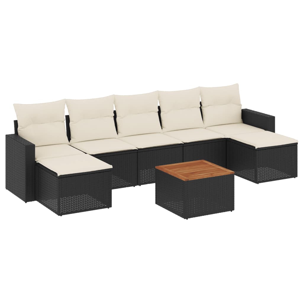 8-delige Loungeset met kussens poly rattan zwart Modulaire tuinbanken | Creëer jouw Trendy Thuis | Gratis bezorgd & Retour | Trendy.nl