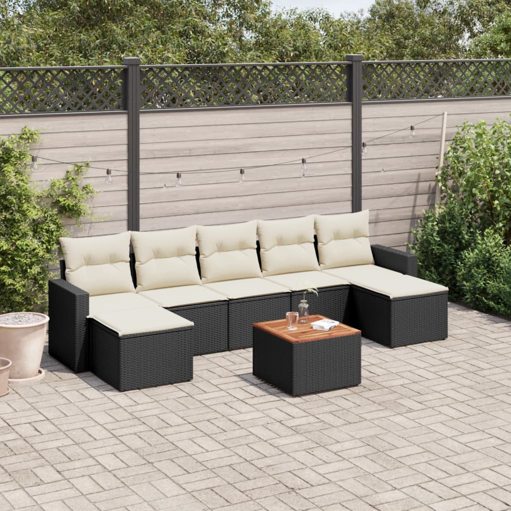 8-delige Loungeset met kussens poly rattan zwart Modulaire tuinbanken | Creëer jouw Trendy Thuis | Gratis bezorgd & Retour | Trendy.nl