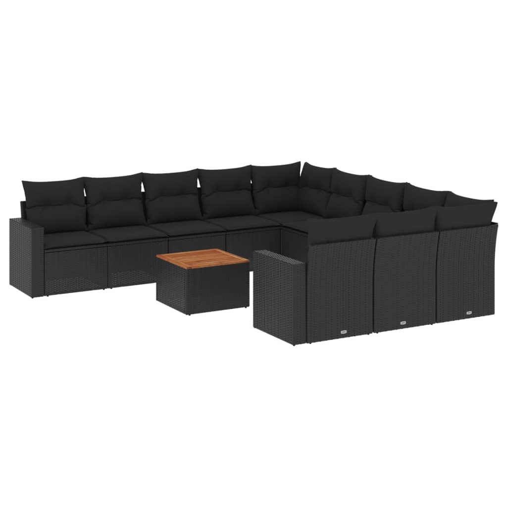 12-delige Loungeset met kussens poly rattan zwart Modulaire tuinbanken | Creëer jouw Trendy Thuis | Gratis bezorgd & Retour | Trendy.nl