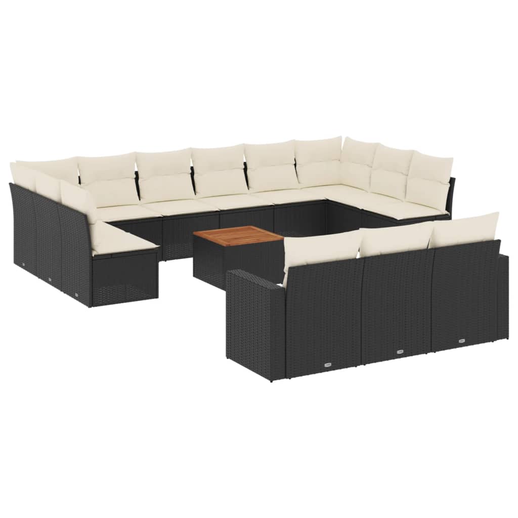 14-delige Loungeset met kussens poly rattan zwart Modulaire tuinbanken | Creëer jouw Trendy Thuis | Gratis bezorgd & Retour | Trendy.nl