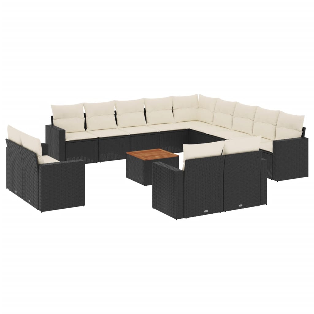 14-delige Loungeset met kussens poly rattan zwart Modulaire tuinbanken | Creëer jouw Trendy Thuis | Gratis bezorgd & Retour | Trendy.nl