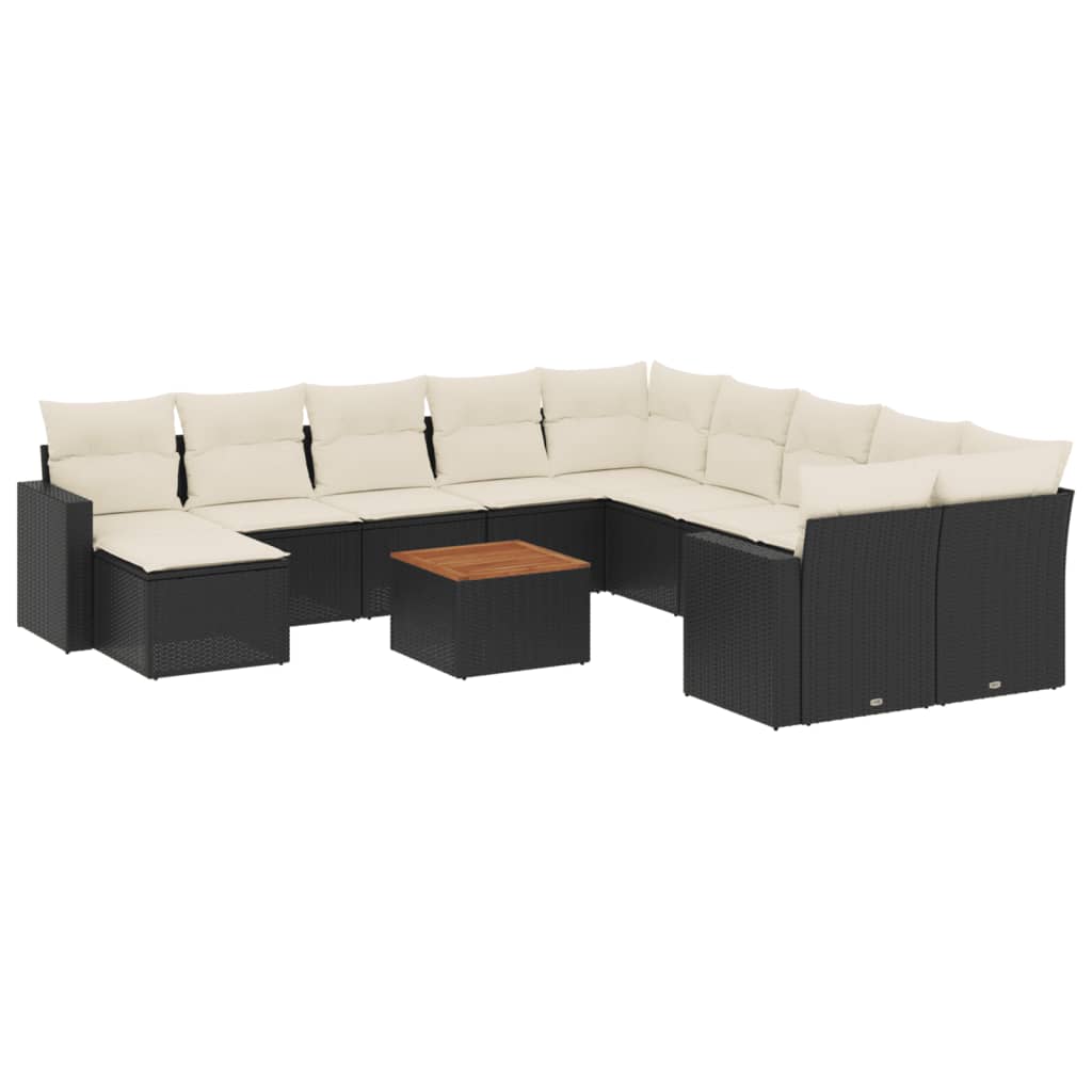 12-delige Loungeset met kussens poly rattan zwart Modulaire tuinbanken | Creëer jouw Trendy Thuis | Gratis bezorgd & Retour | Trendy.nl