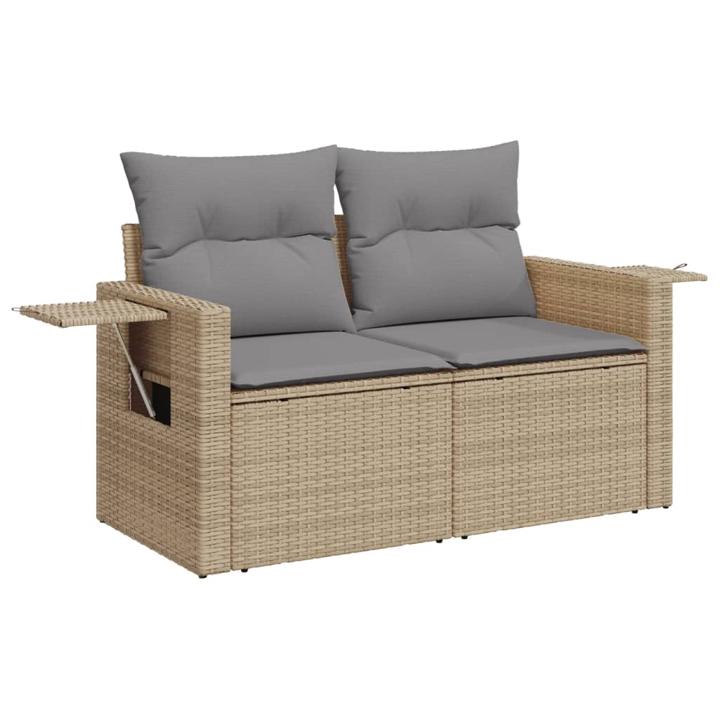 4-delige Loungeset met kussens poly rattan beige