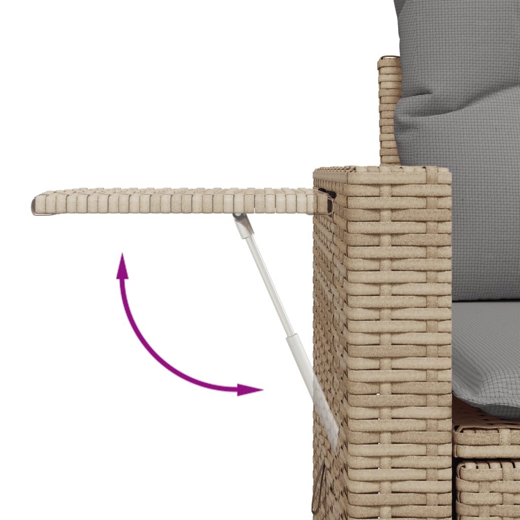 4-delige Loungeset met kussens poly rattan beige