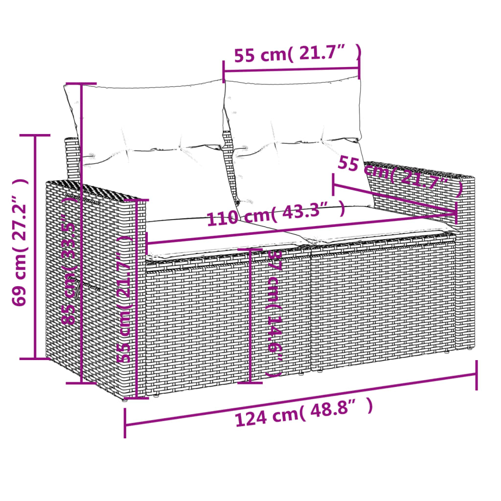 6-delige Loungeset met kussens poly rattan grijs Modulaire tuinbanken | Creëer jouw Trendy Thuis | Gratis bezorgd & Retour | Trendy.nl