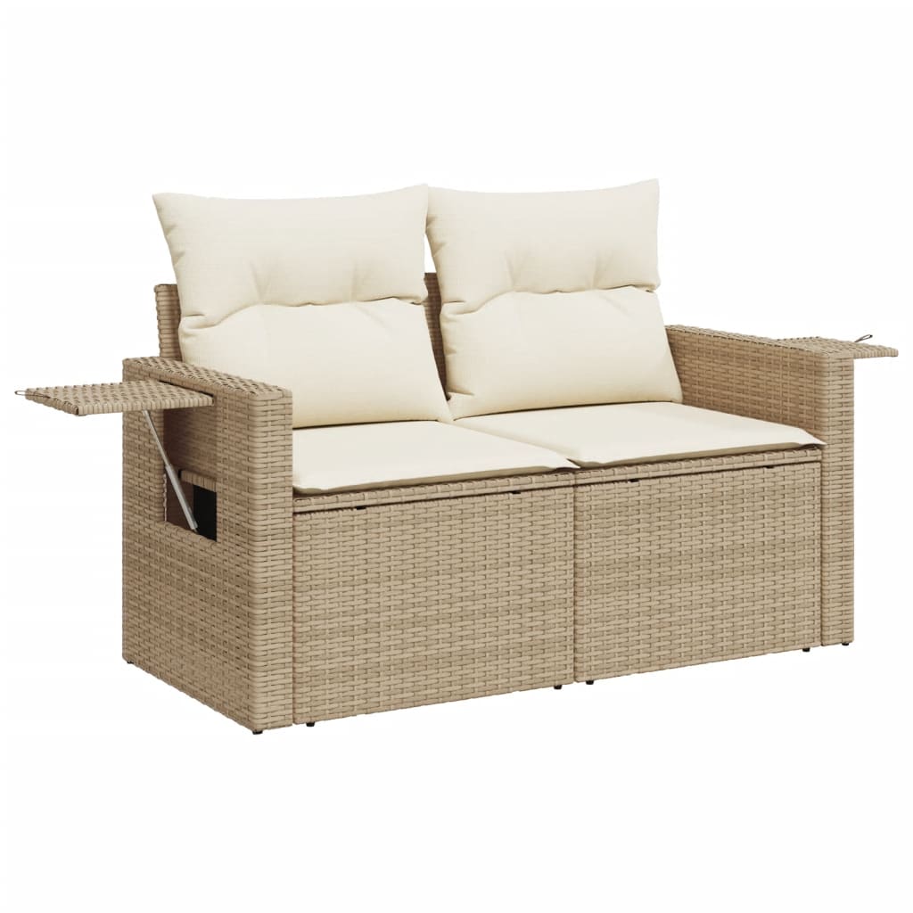 13-delige Loungeset met kussens poly rattan beige