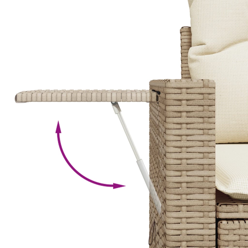 13-delige Loungeset met kussens poly rattan beige