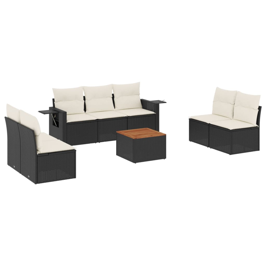 8-delige Loungeset met kussens poly rattan zwart Modulaire tuinbanken | Creëer jouw Trendy Thuis | Gratis bezorgd & Retour | Trendy.nl