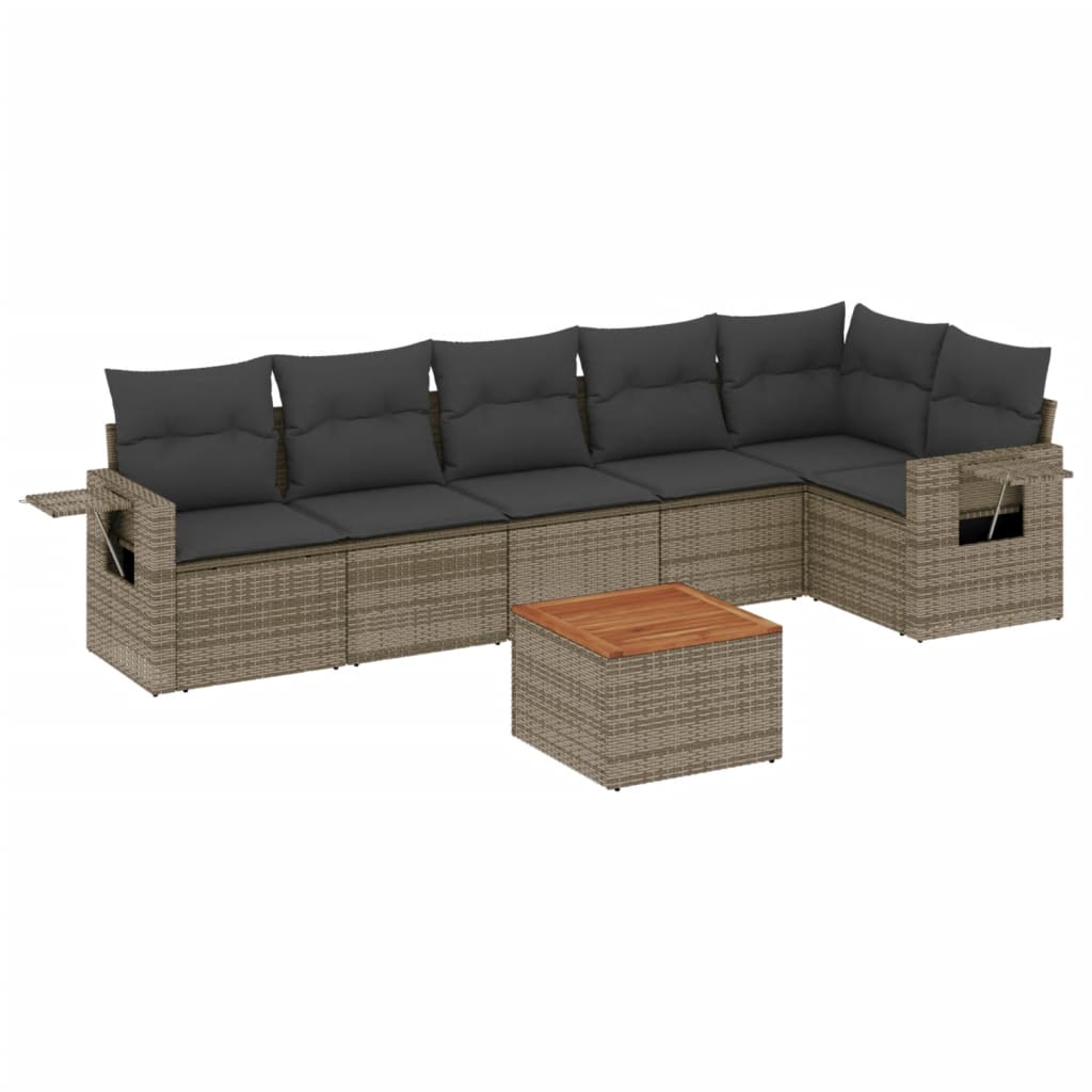 7-delige Loungeset met kussens poly rattan grijs Modulaire tuinbanken | Creëer jouw Trendy Thuis | Gratis bezorgd & Retour | Trendy.nl