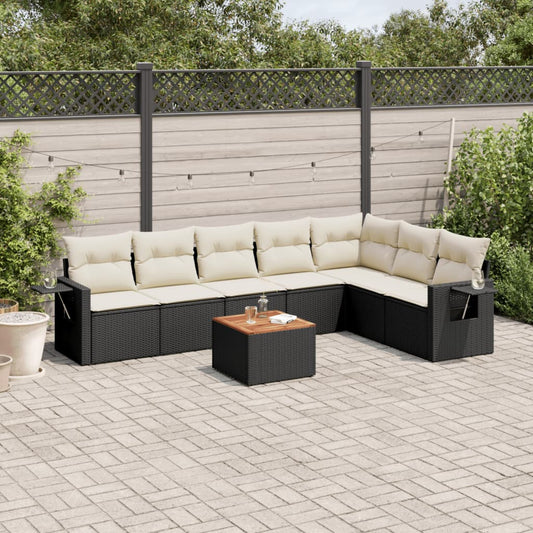 8-delige Loungeset met kussens poly rattan zwart Modulaire tuinbanken | Creëer jouw Trendy Thuis | Gratis bezorgd & Retour | Trendy.nl