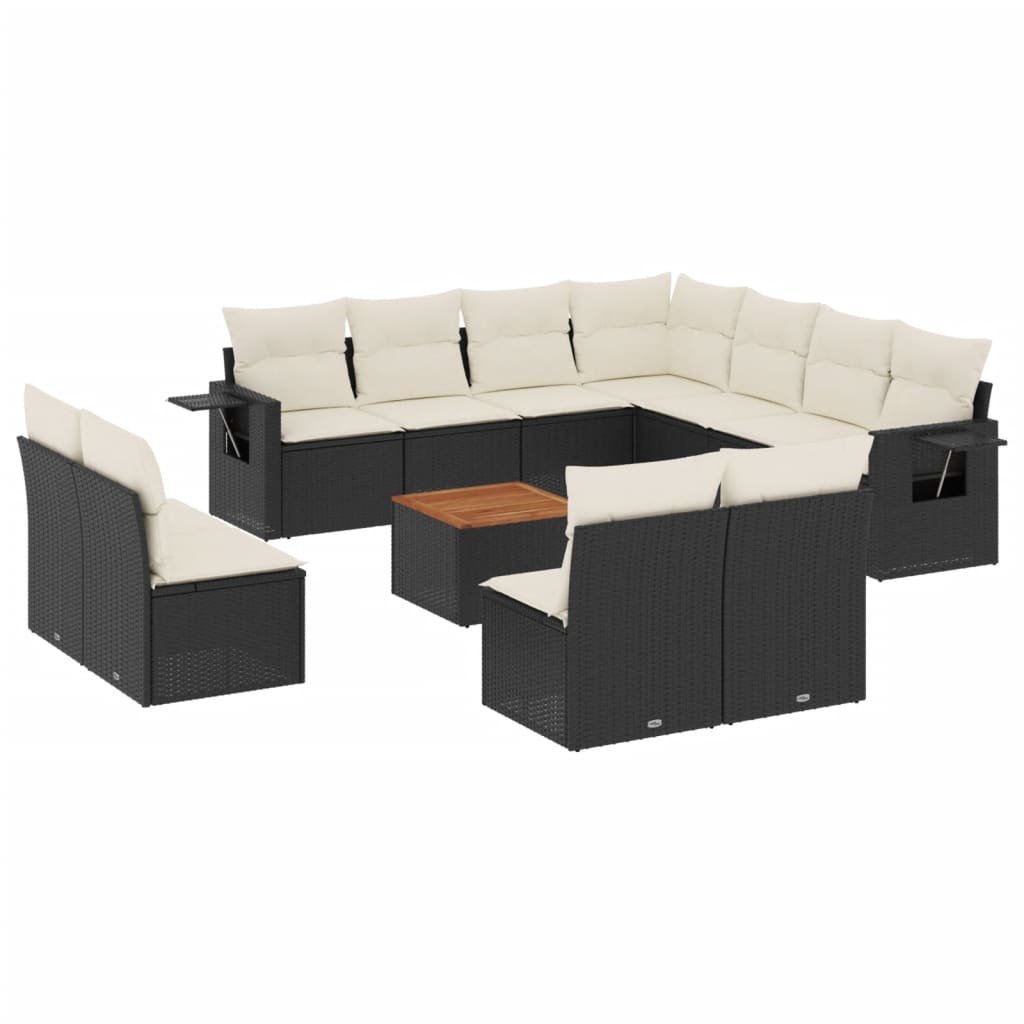 12-delige Loungeset met kussens poly rattan zwart Modulaire tuinbanken | Creëer jouw Trendy Thuis | Gratis bezorgd & Retour | Trendy.nl