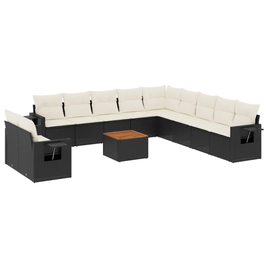 12-delige Loungeset met kussens poly rattan zwart Modulaire tuinbanken | Creëer jouw Trendy Thuis | Gratis bezorgd & Retour | Trendy.nl