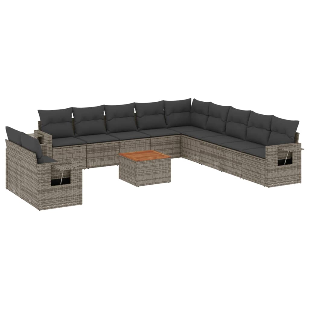 12-delige Loungeset met kussens poly rattan grijs Modulaire tuinbanken | Creëer jouw Trendy Thuis | Gratis bezorgd & Retour | Trendy.nl