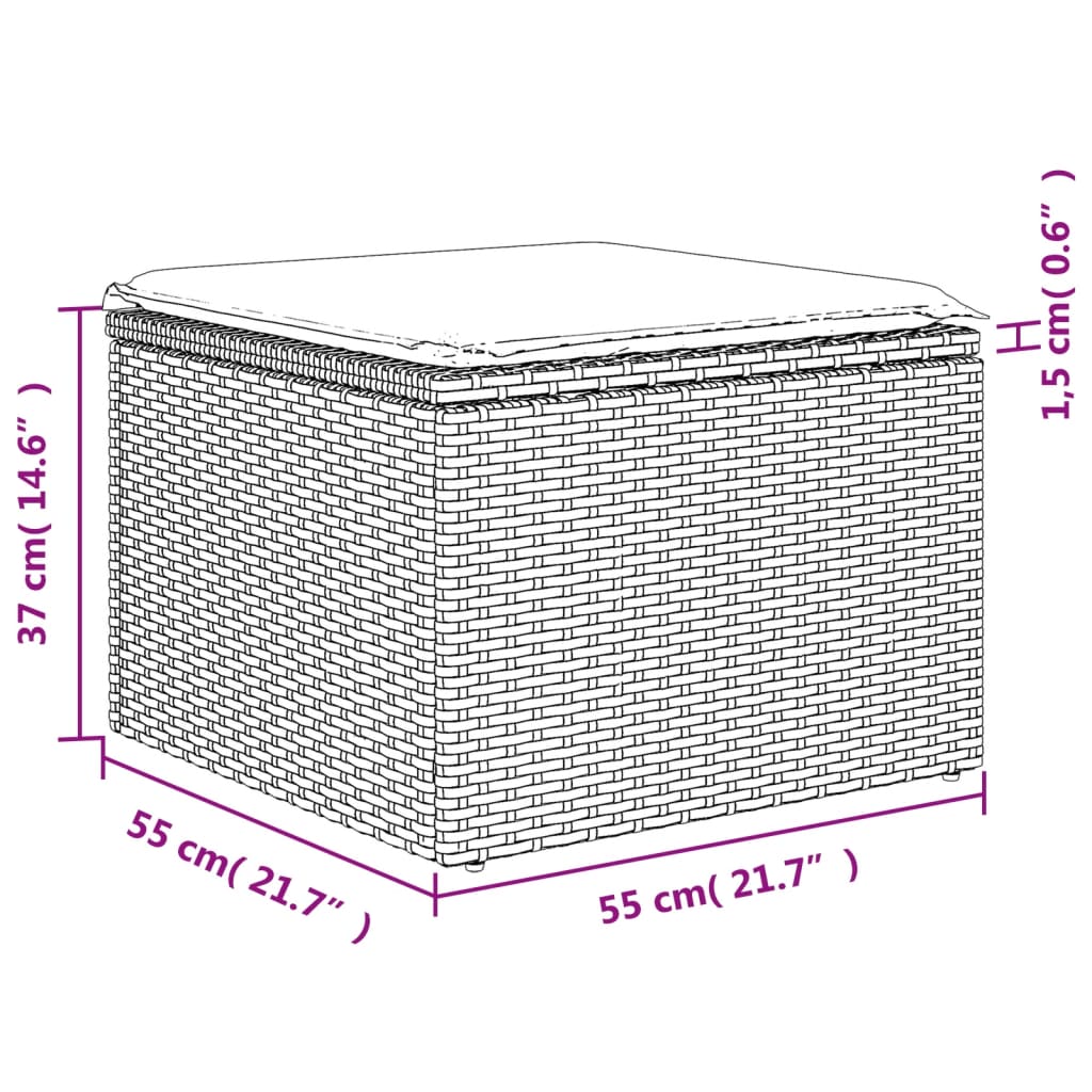 7-delige Loungeset met kussens poly rattan zwart Modulaire tuinbanken | Creëer jouw Trendy Thuis | Gratis bezorgd & Retour | Trendy.nl