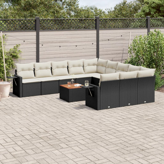 12-delige Loungeset met kussens poly rattan zwart Modulaire tuinbanken | Creëer jouw Trendy Thuis | Gratis bezorgd & Retour | Trendy.nl