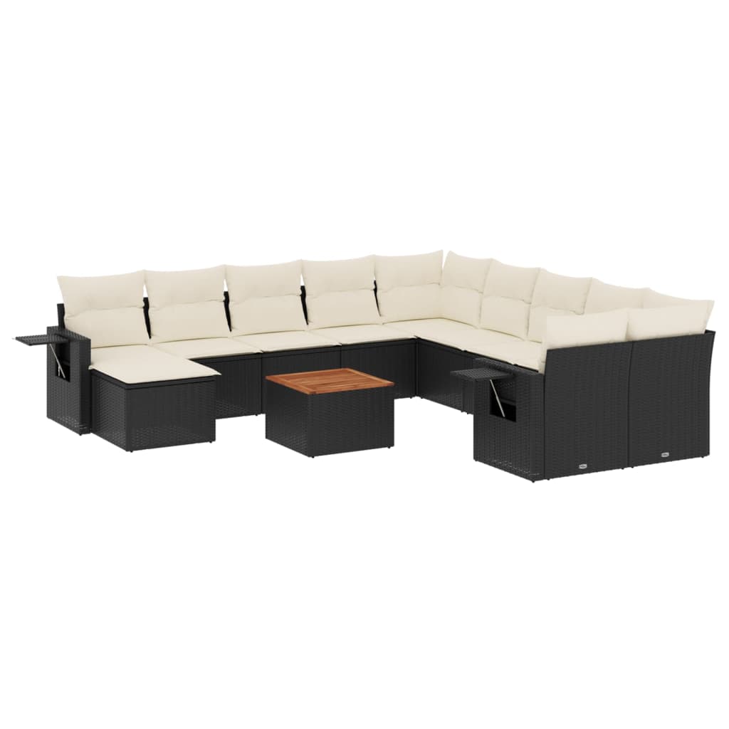 12-delige Loungeset met kussens poly rattan zwart Modulaire tuinbanken | Creëer jouw Trendy Thuis | Gratis bezorgd & Retour | Trendy.nl