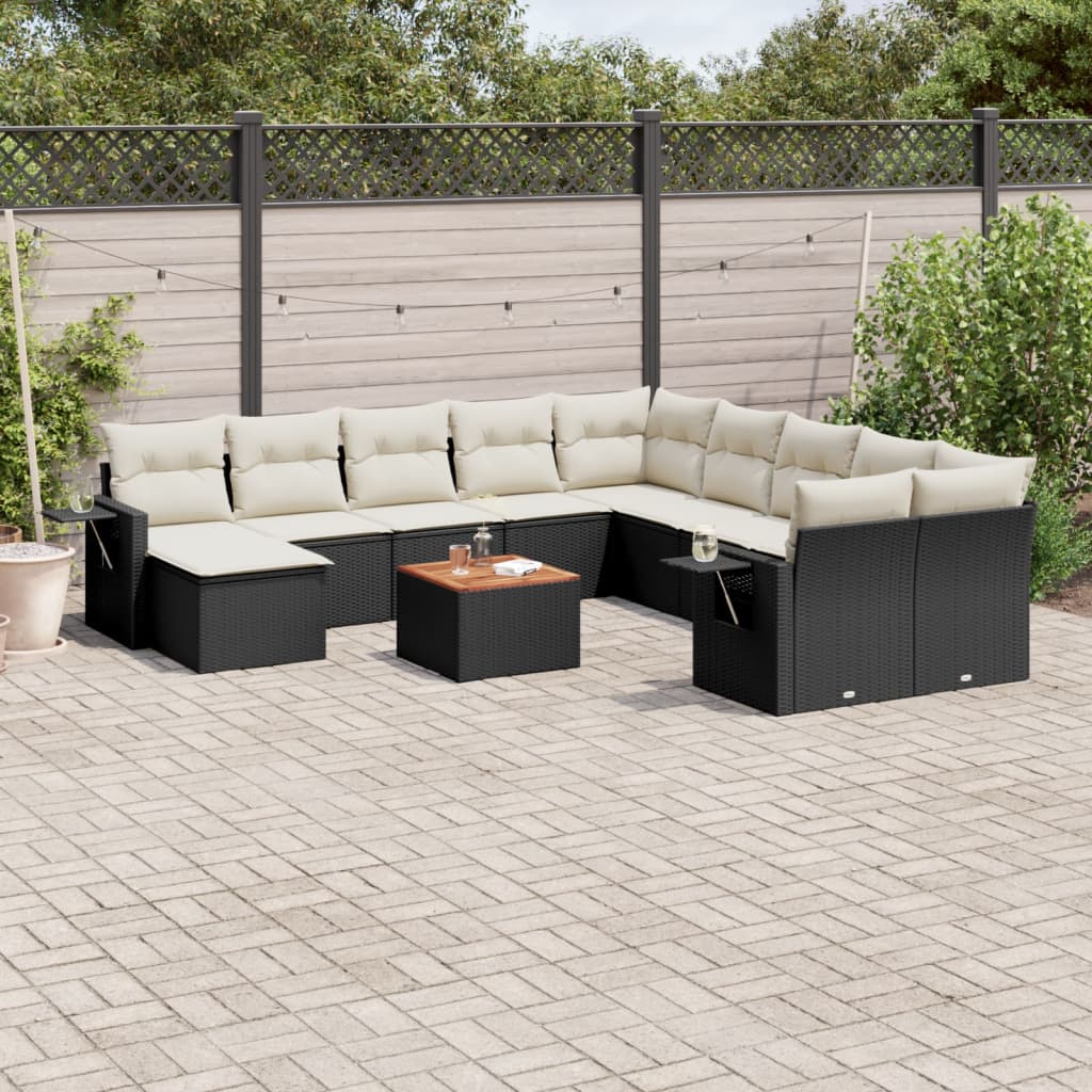 12-delige Loungeset met kussens poly rattan zwart Modulaire tuinbanken | Creëer jouw Trendy Thuis | Gratis bezorgd & Retour | Trendy.nl