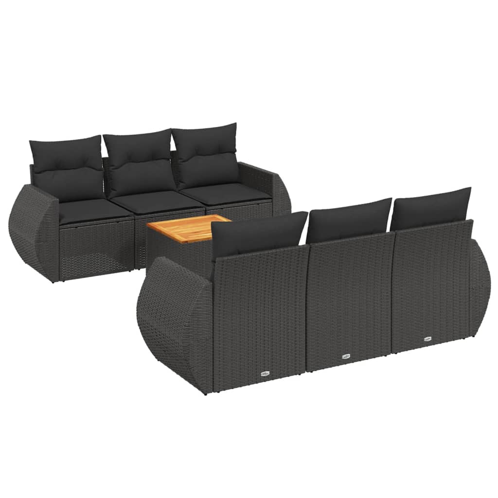 7-delige Loungeset met kussens poly rattan zwart Tuinsets | Creëer jouw Trendy Thuis | Gratis bezorgd & Retour | Trendy.nl