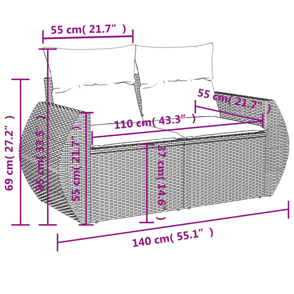 7-delige Loungeset met kussens poly rattan zwart Tuinsets | Creëer jouw Trendy Thuis | Gratis bezorgd & Retour | Trendy.nl