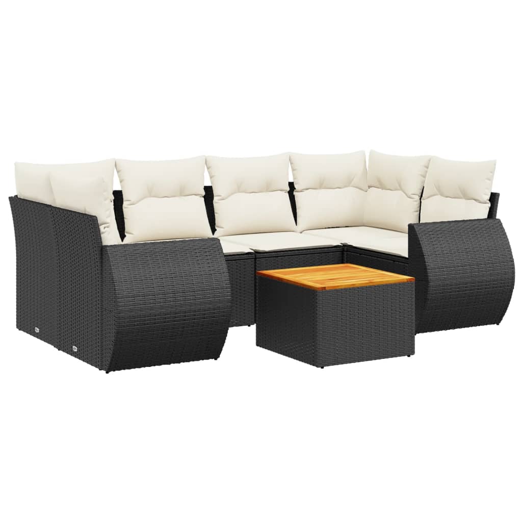 7-delige Loungeset met kussens poly rattan zwart Tuinsets | Creëer jouw Trendy Thuis | Gratis bezorgd & Retour | Trendy.nl