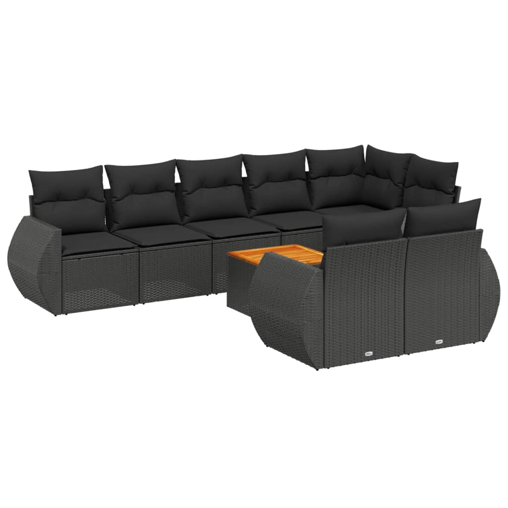 9-delige Loungeset met kussens poly rattan zwart Tuinsets | Creëer jouw Trendy Thuis | Gratis bezorgd & Retour | Trendy.nl