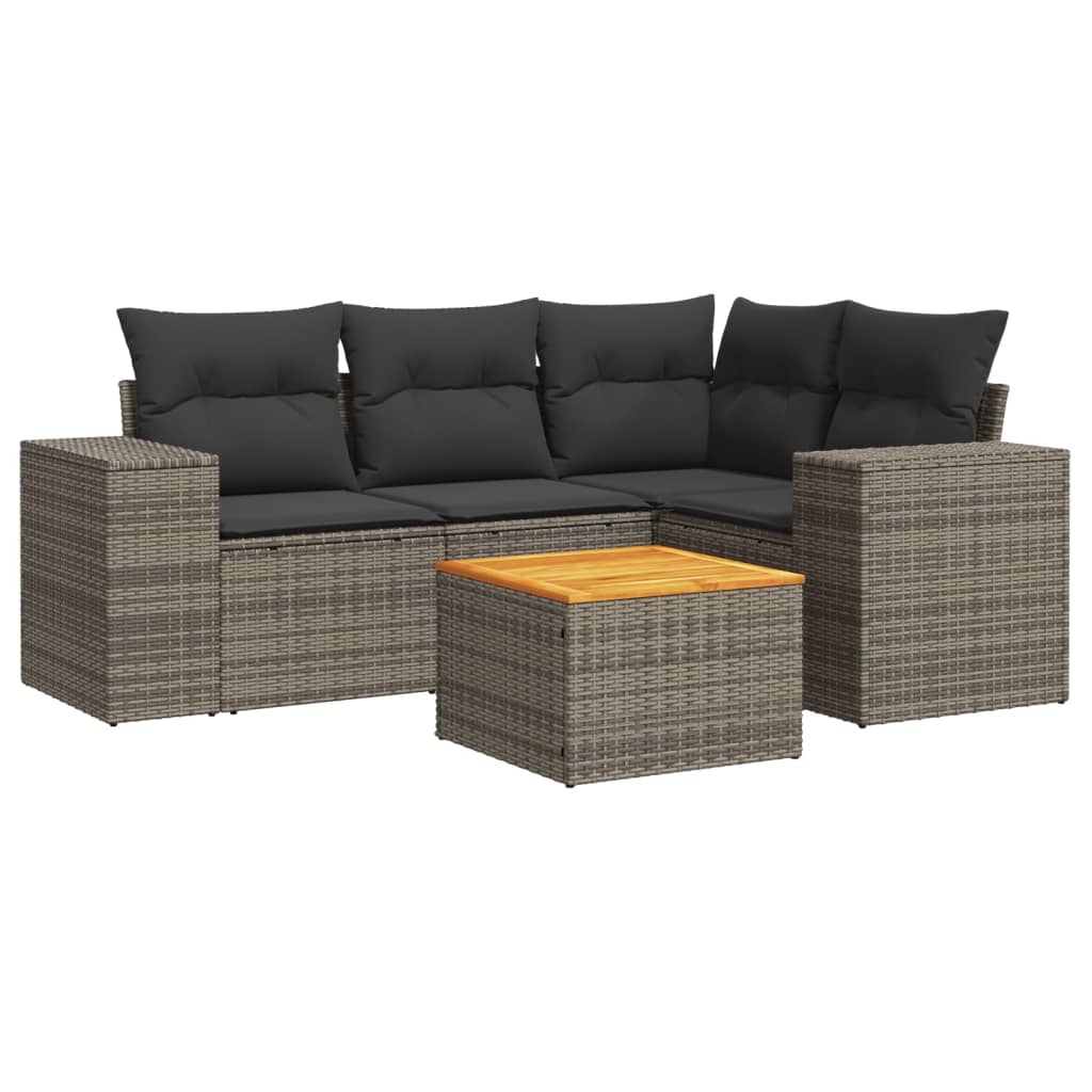 5-delige Loungeset met kussens poly rattan grijs Tuinsets | Creëer jouw Trendy Thuis | Gratis bezorgd & Retour | Trendy.nl