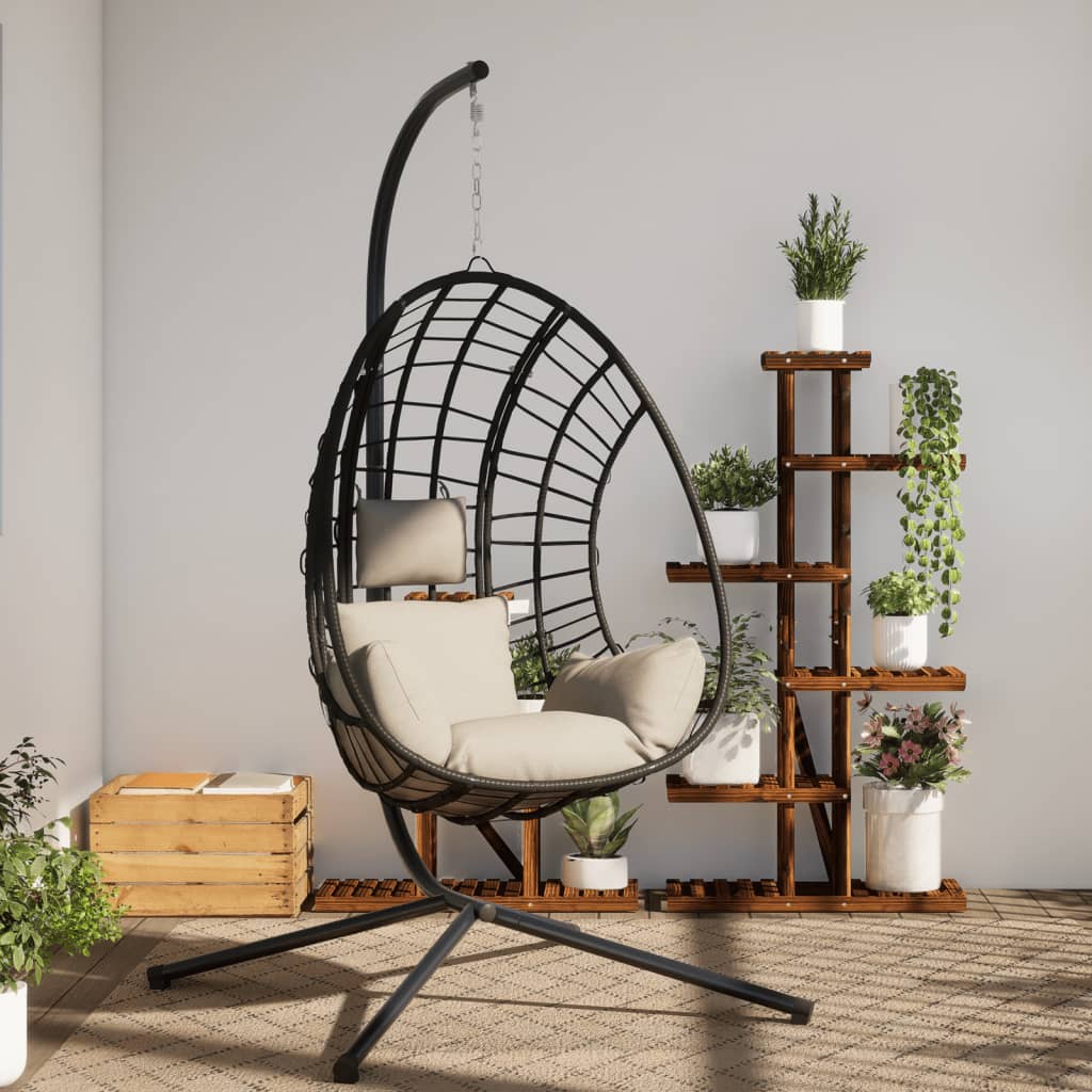 Hangstoel met standaard rattan en staal beige Schommelbanken | Creëer jouw Trendy Thuis | Gratis bezorgd & Retour | Trendy.nl